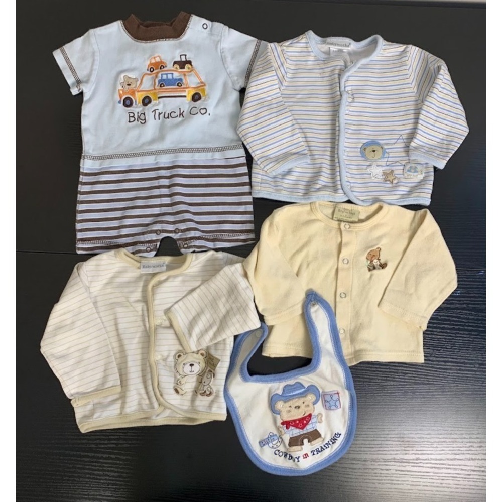 Teddy Bear Themed Clothing Bundle Lot of 5 Babyworks‎ Baby 0-6 Months